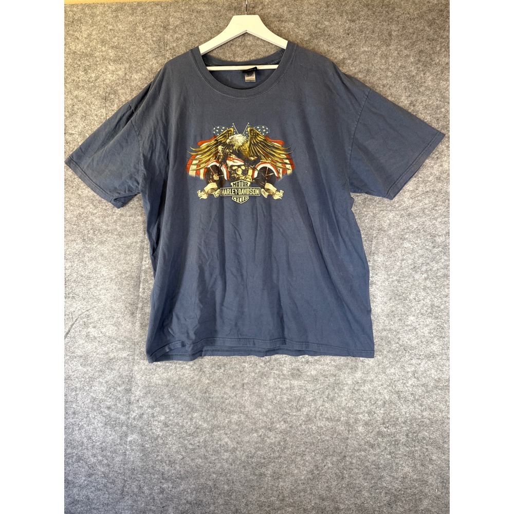 Harley-Davidson Mens 2X Blue Pikes Peak Colorado Eagle Graphic T-Shirt Biker Tee